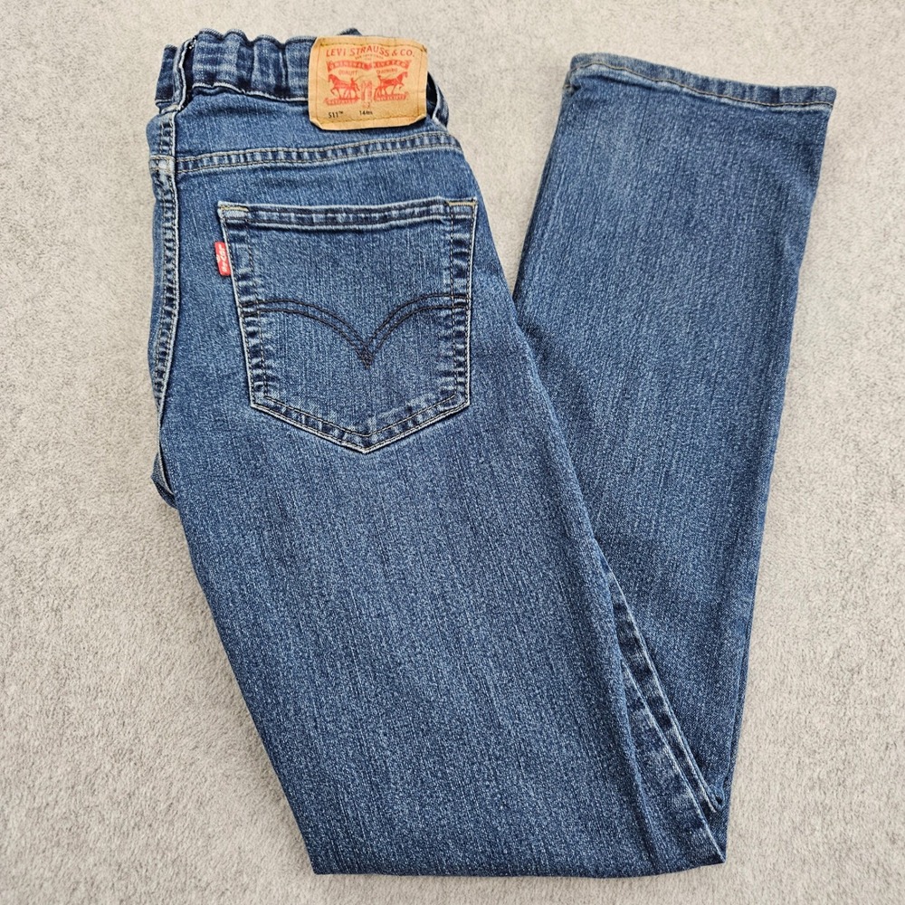 LEVI'S 511 Slim Jeans Boys 14 Blue Denim Cotton Blend Stretch Casual Classic